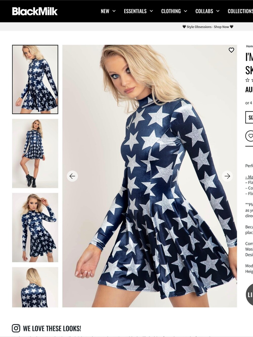 I'm A Star Velvet Long Sleeve Evil Mini Skater Dress